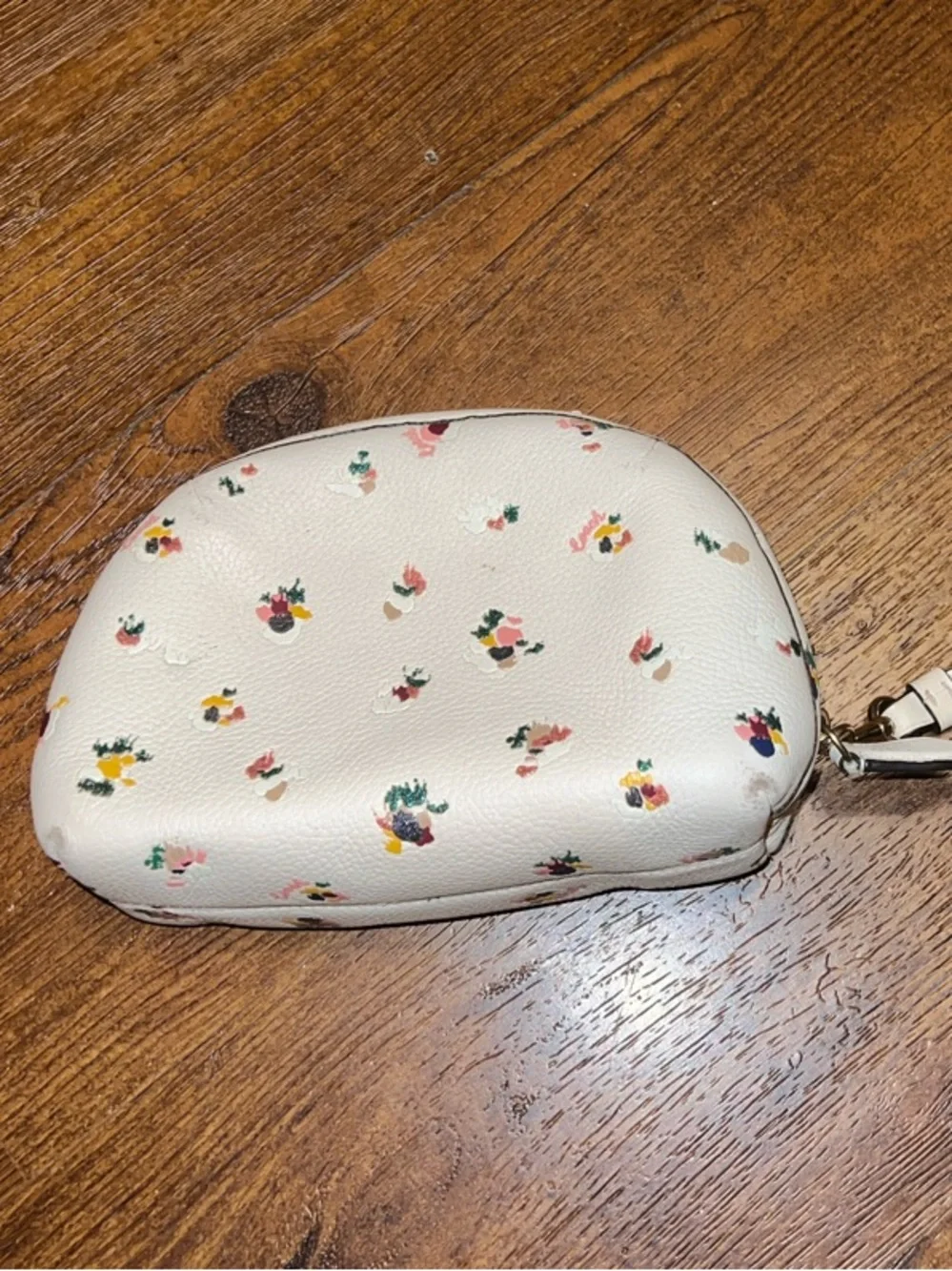Coach Julienne Cosmetic Zippered Leather Case Paint Dab Floral Print - Picture 3 of 11
